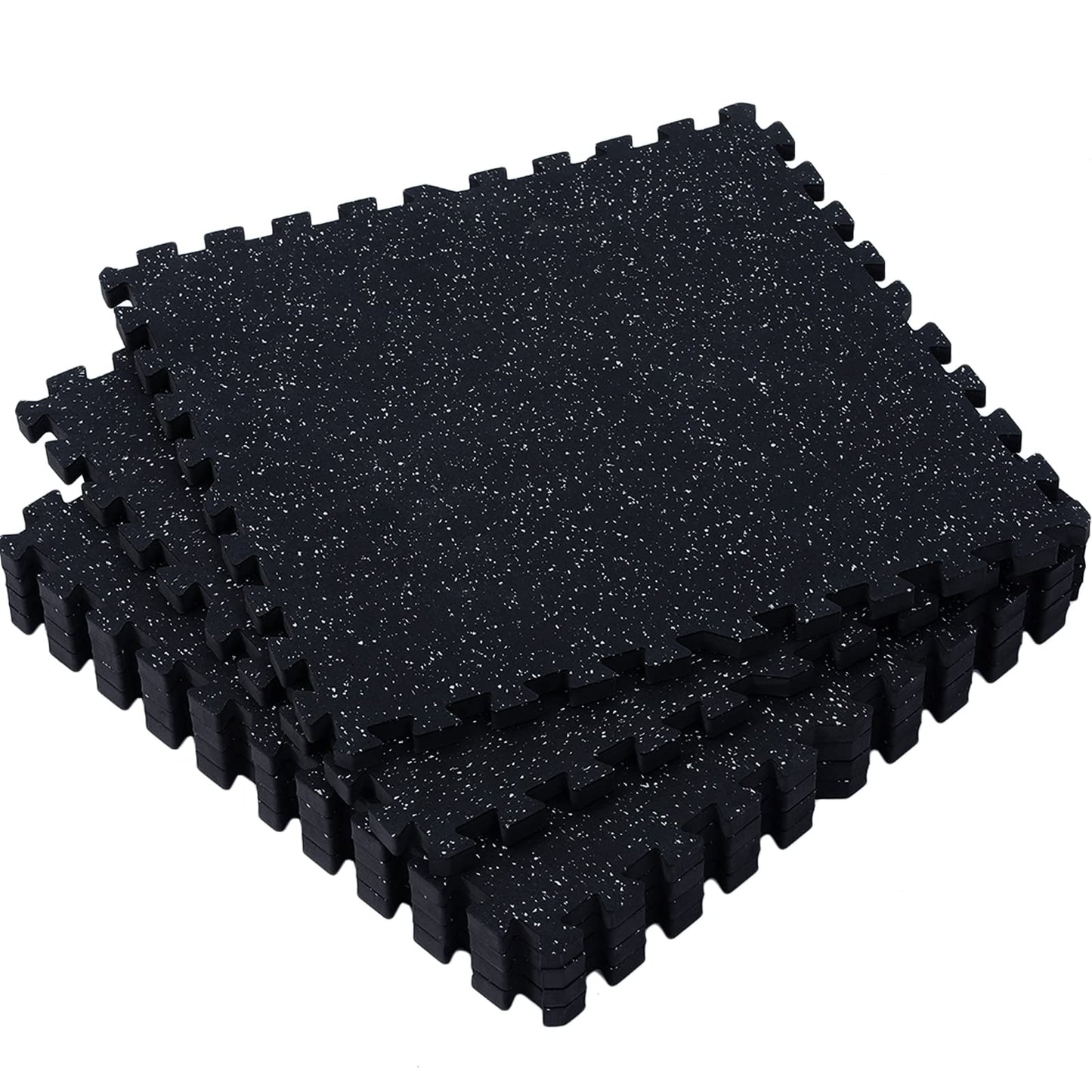 SUPERJARE 0.79'' Extra-Thick Exercise Equipment Mats, 6 Pcs 24 Sq Ft Rubber Top Floor Tiles with High Density EVA Foam, Interlocking Gym Flooring for Home Gym, Protective Workout Mat, Black/Grey