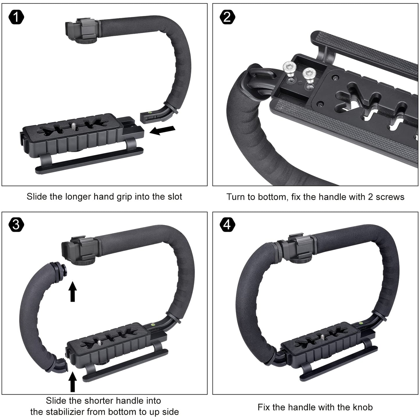3-Shoe DSLR/Mirrorless/Action Camera Camcorder Phone Stabilizer Expansion Cage Mount Moviemaking Holder Rig YouTube Tiktok Vlogging Video Kit Compatible with GoPro Canon Nikon Sony iPhone Android