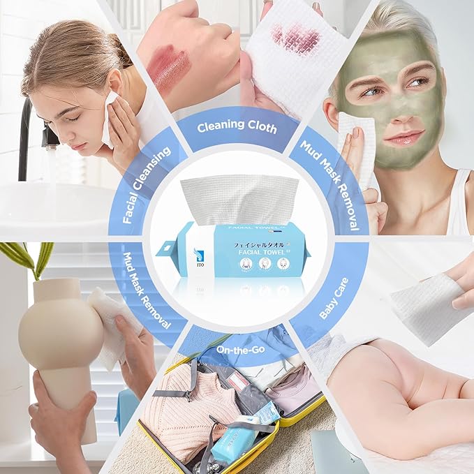 ITO Disposable Face Towel, Ultra-Soft 1-Second Quick-Dry Face Towels, Gentle
