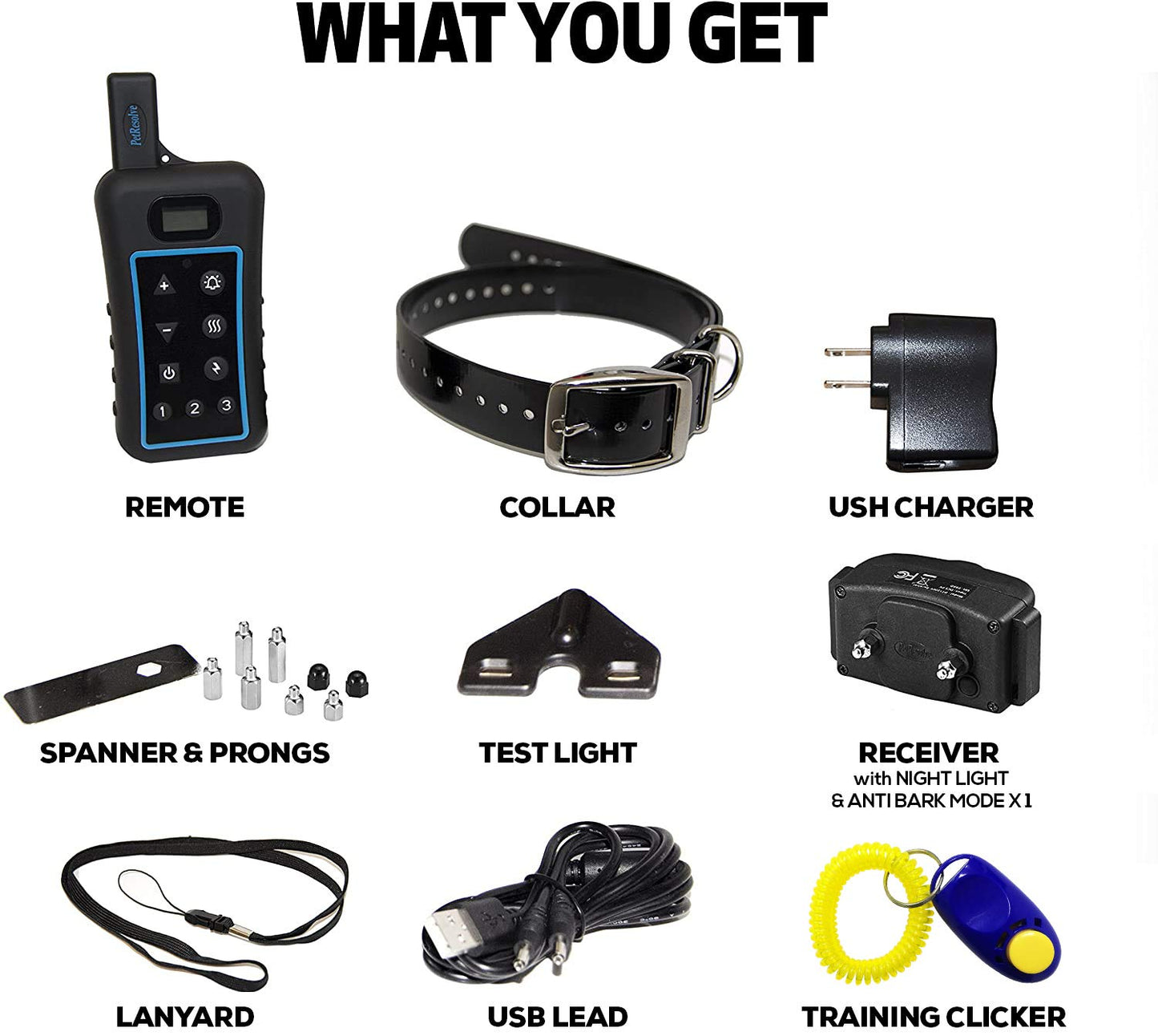 Dog Training Collar with Remote - 3960Ft, Hunting Standard, Removable Shock, LED Light, Vibrate, Anti Bark, Beep Mode, Rechargeable Waterproof E Collar for All Dogs Over 15lbs