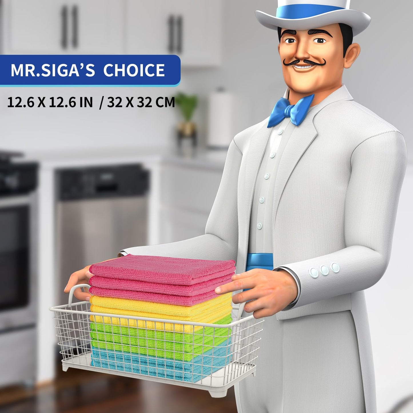 MR.SIGA Microfiber Cleaning Cloth,Pack of 12, Size:32 x 32 cm