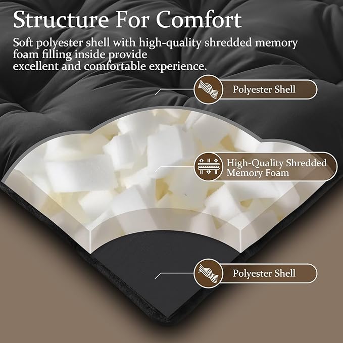 SHOUREN Japanese Futon Mattress Floor Mattress 3" Tatami Mat, Shredded Memory