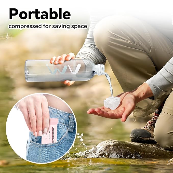 Compressed Towels for Travel, 70 Bulk Pack Coin Tissues, Individually Wrapped