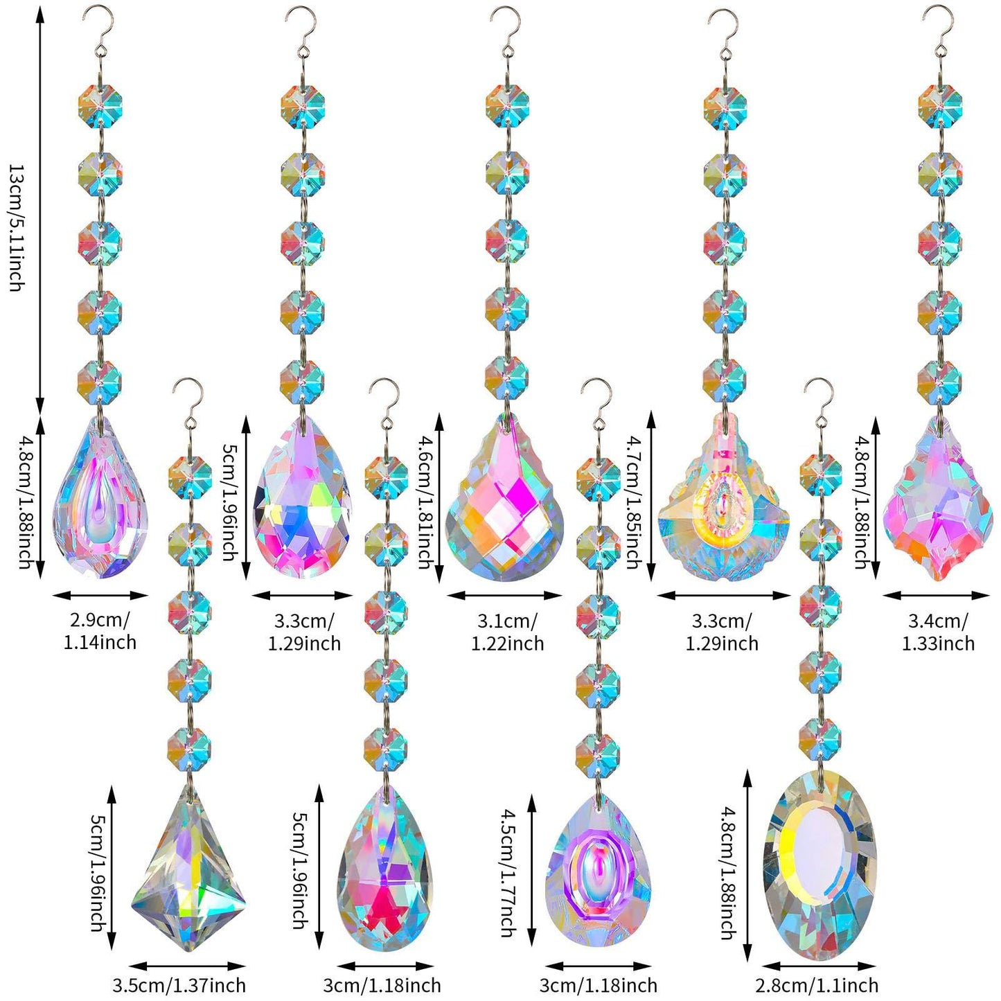XINRUI Crystal Sun Catcher, 9 Pack Hanging Ornament Crystals Balls Prism Rainbow Maker for Home, Office, Garden Decoration, Window Decorations Decor(Crystal)