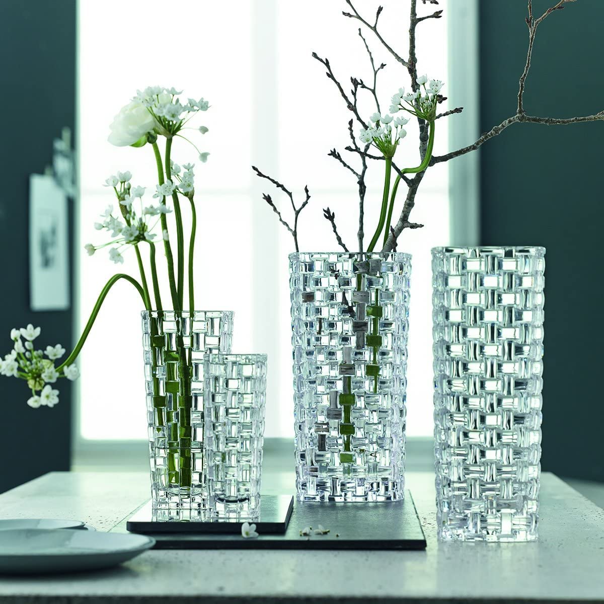 Nachtmann Bossa Nova Crystal Vase, Clear Glass, 11- Inch, Decorative Flower Vase, Anniversary, Wedding, and Housewarming Gift, Dishwasher Safe