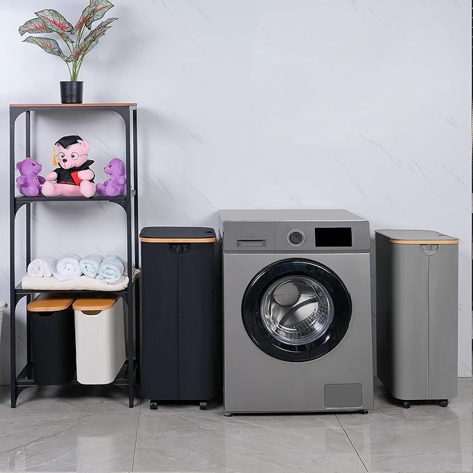 Laundry Basket with Wheels, 110L Black Clothes Hamper