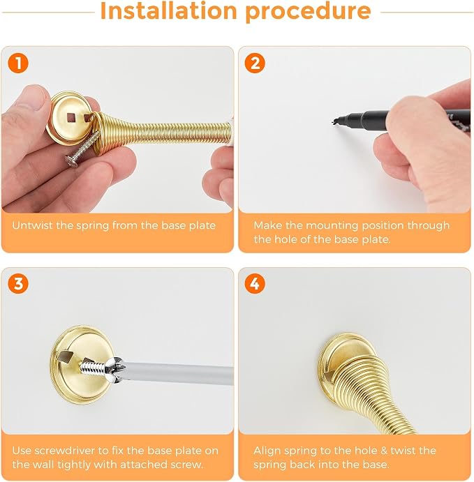 Ravinte Door Stoppers, 6 Pack Gold Spring Door Stops with Rubber Bumper, Door Stoppers for Bottom of Door