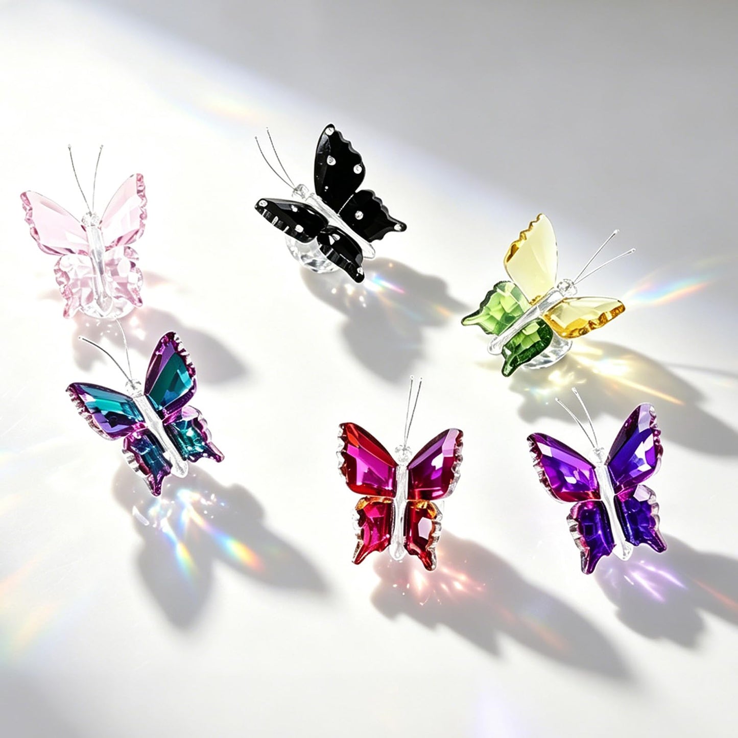 MysticGlitz Pink K9 Crystal Butterfly Figurine with Faceted Base, 2.4×1.8in Decor Paperweight Ornament, Collectible Glass Butterfly Statue, Home Decor & Gift for Women Butterfly Lovers