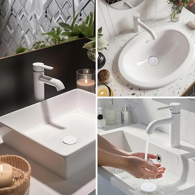 Hibbent Upgraded 3 in 1 Bathroom Sink Drain Strainer, Universal Pop Up Stopper