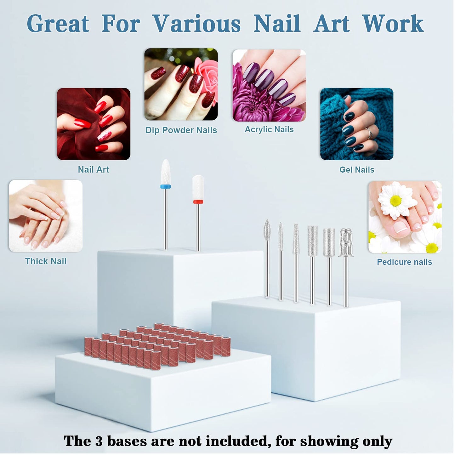 ENGERWALL Electric Nail Drill 35000 RPM, Professional Low Noise Low Vibration Low Heat Electric Nail Files with Touch Buttons, Nail Drill for Acrylic Nails and Gel Nails, for Salon and DIY Use