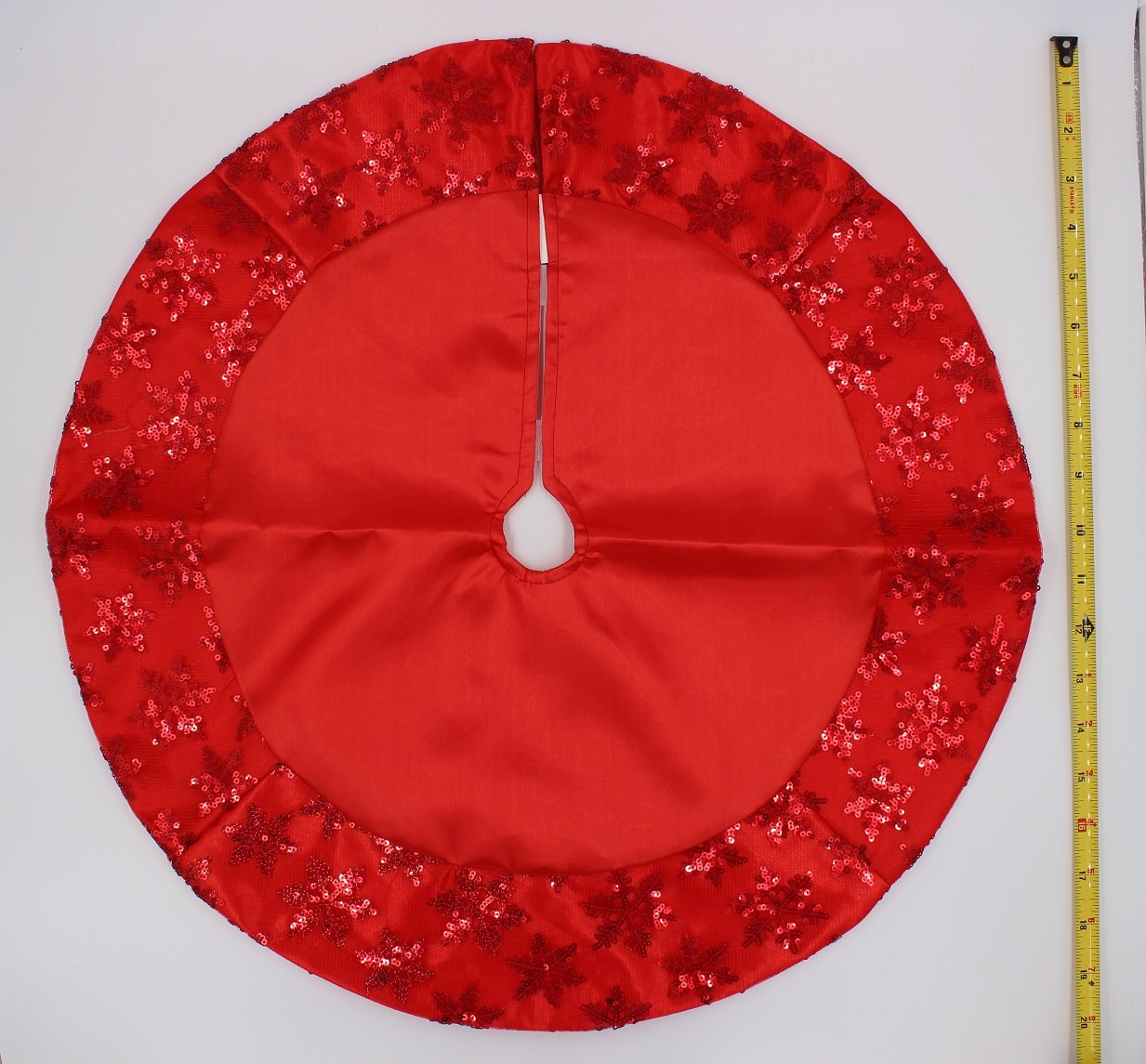 Kurt Adler Tiny 20-inch Miniature Satin Tree Skirt with Sequined Snowflake Border for Table Top Trees (Red)