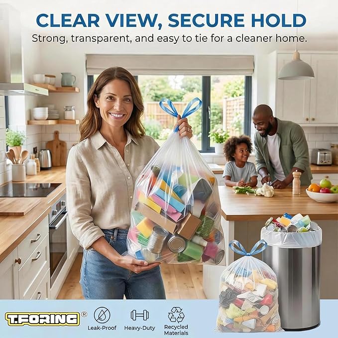 150 Count 6 Gallon Trash Bags Drawstring