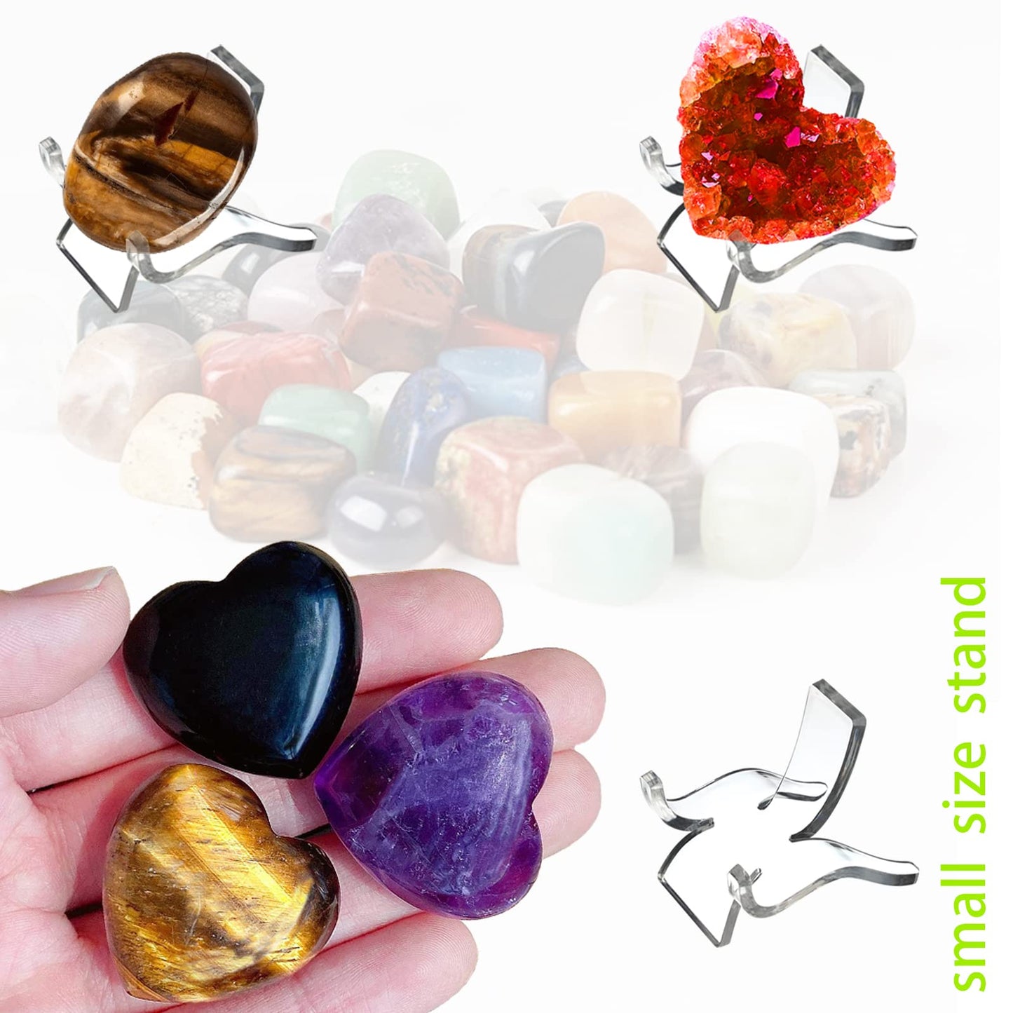 12 PCS Rock Display Stand Mini Acrylic Easel Stands ( 3 Sizes ) Acrylic Rock Holder Rock Stands for Display Multiple Sizes Small Collectibles - Crystal Painted Rock Geodes Rock Mineral Agate Fossil