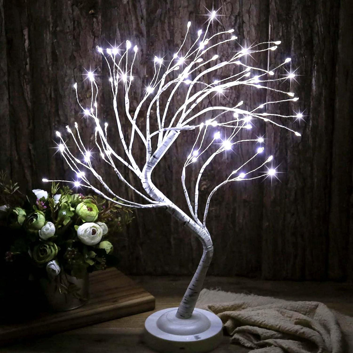 FUCHSUN 108 LED Birch Tree Light Tabletop Bonsai Fairy Tree Lamp, 8 Lighting Modes & Timer & Battery/USB Operated, Party Wedding Holiday Festival Christmas Decoration, White
