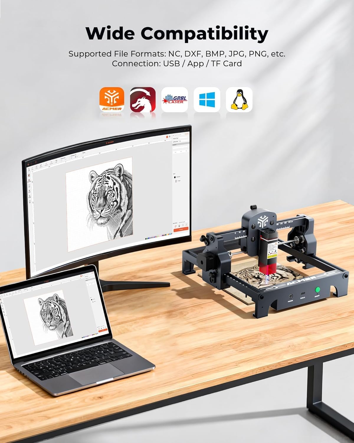 ACMER S1 Laser Engraver, 6000mW Engraving Machine for Beginners, 130x130mm Working Area, 0.04mm Precision, Laser Cutter for Wood, Acrylic, Leather, DIY Craft Projects