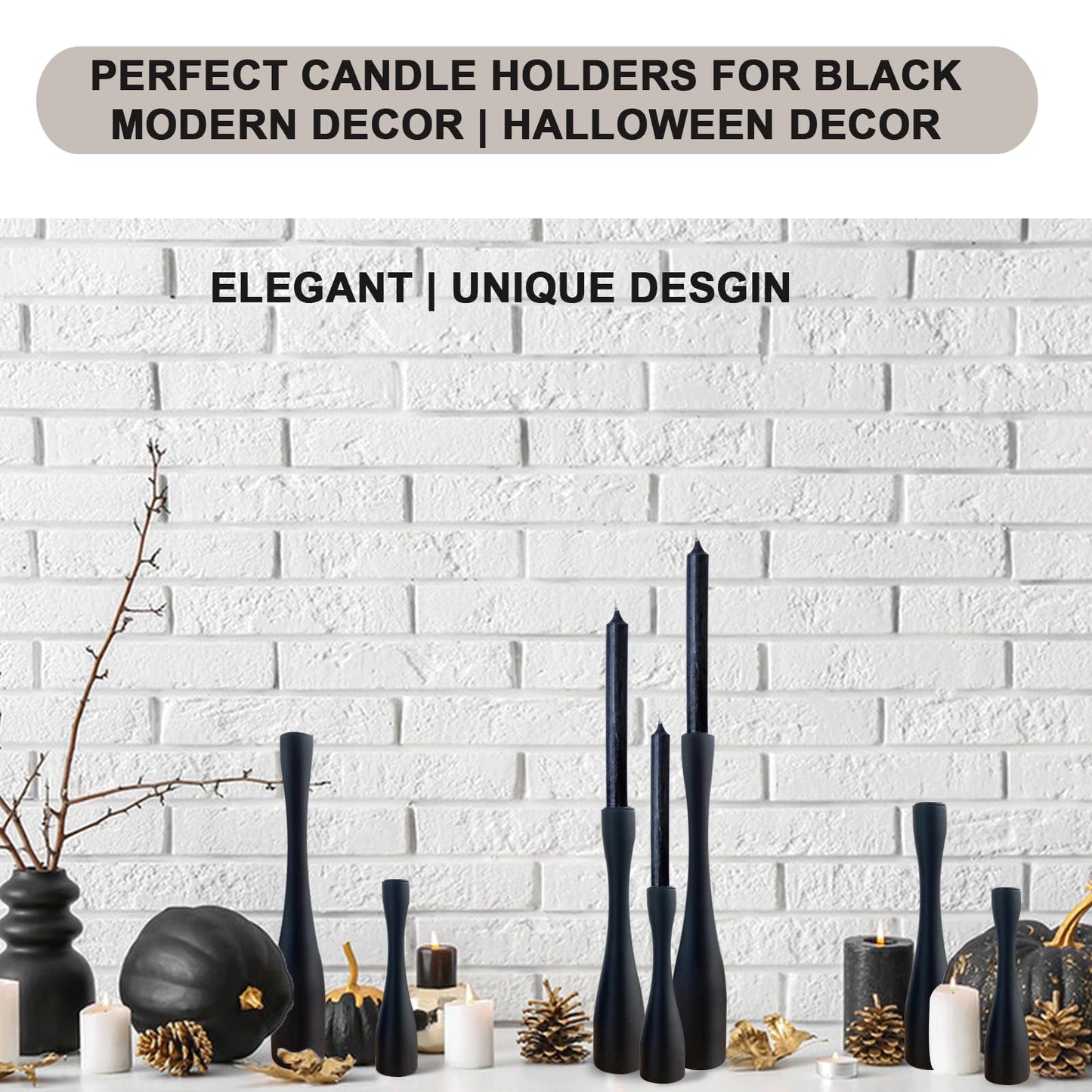 SDALI HOME Candle Holder Black Candlestick Holders 3,Tall Taper Candle Holders Set of 3 for Candlesticks(12"/10"/7.5" H),Modern Farmhouse Candle Stick Candle Holder for Decor