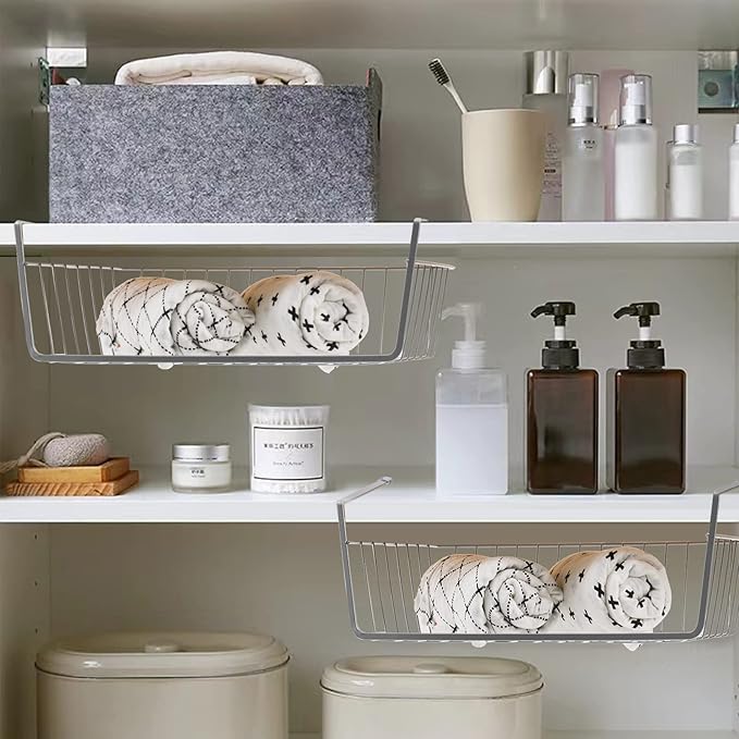 Jucoan 3 Pack Under Shelf Baskets