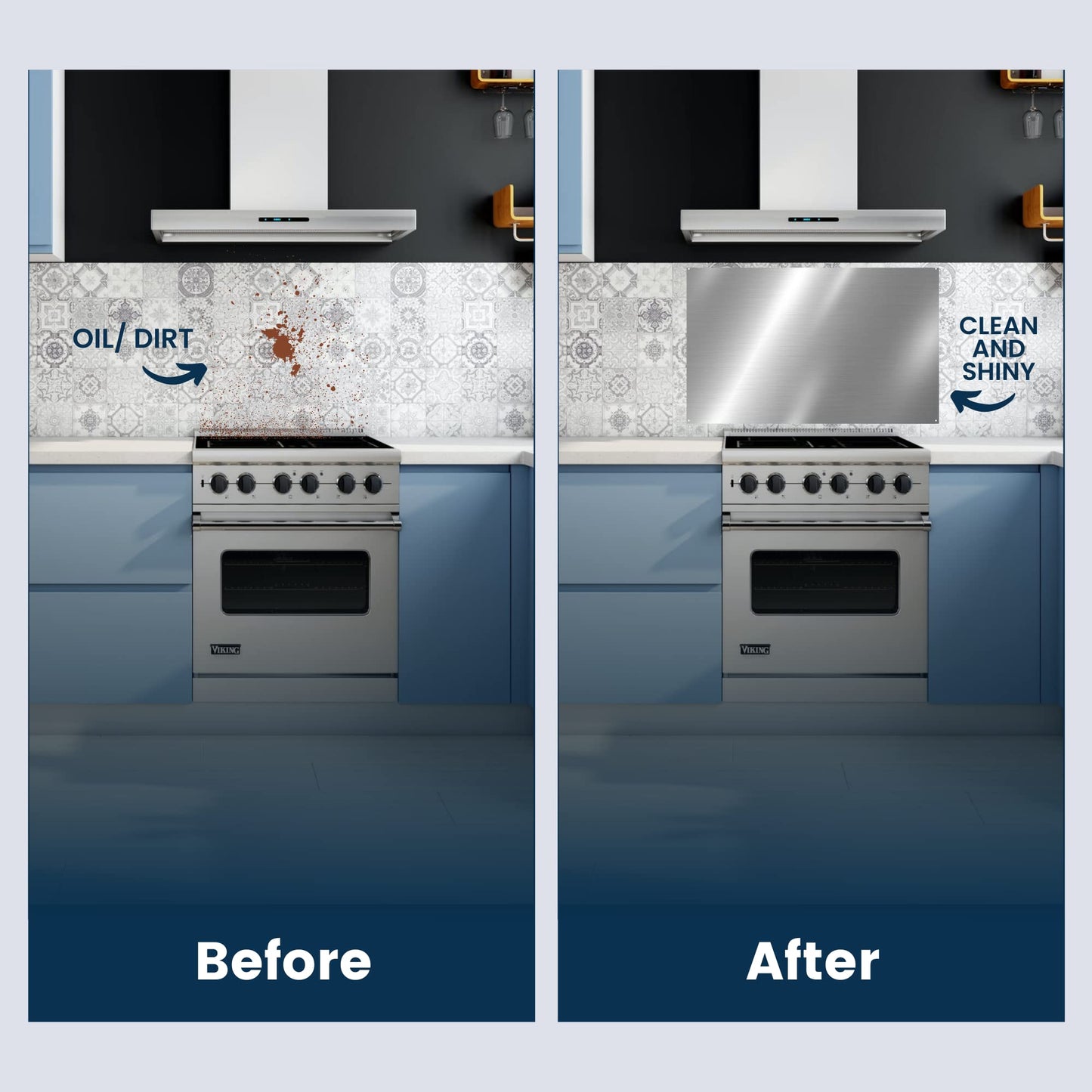 24" x 30" Reversible Metal Backsplash Matching screws | Compatible with Broan-NuTone SP3004 - Ultra Flat and Flushed Metal Panel Splatter Guard for Stovetop Easy Installation