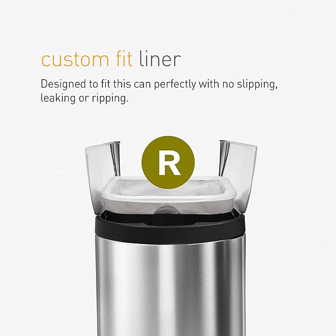 simplehuman Code R 100 Count, Dispenser Pack Custom Fit Liners, Drawstring