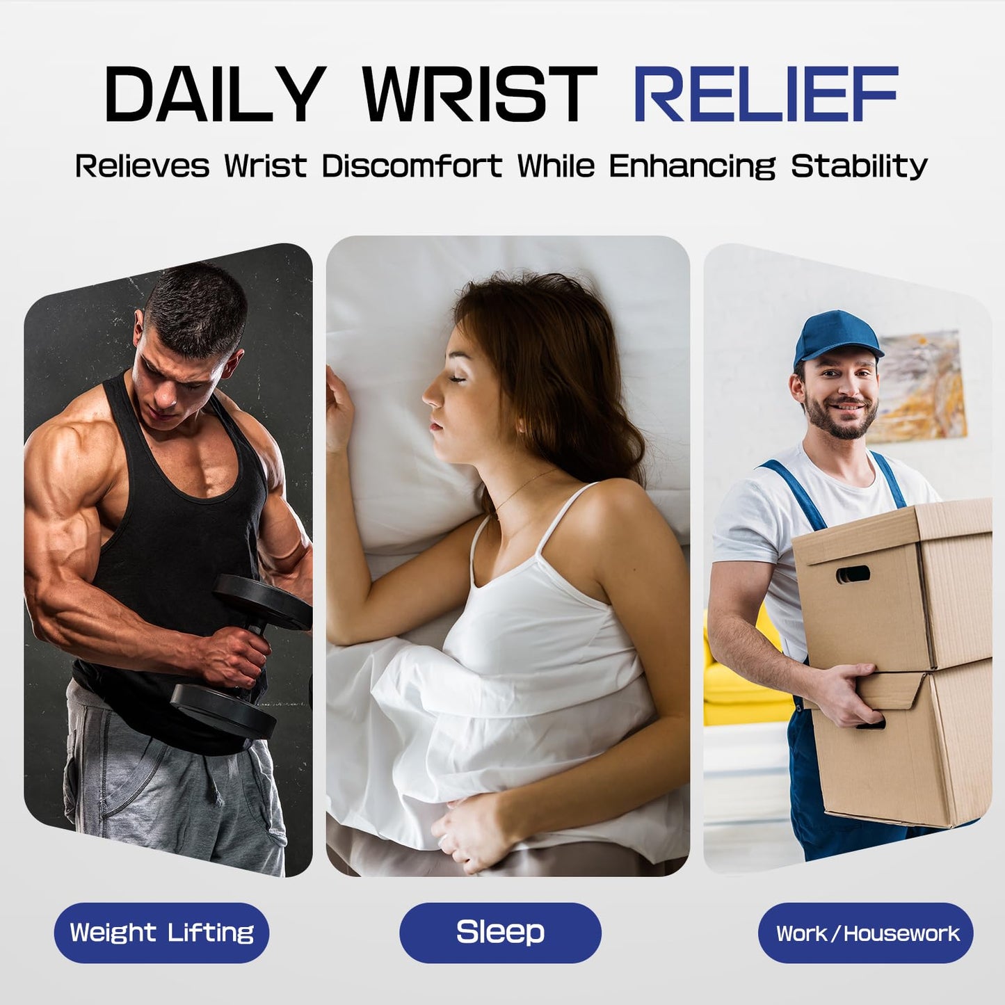 Wrist Wrap - Wrist Brace of 3D Microfiber for Carpal Tunnel Relief, Compression Wrist Support for Workout, Adjustable Wrist Guards Fit Right Left Hand