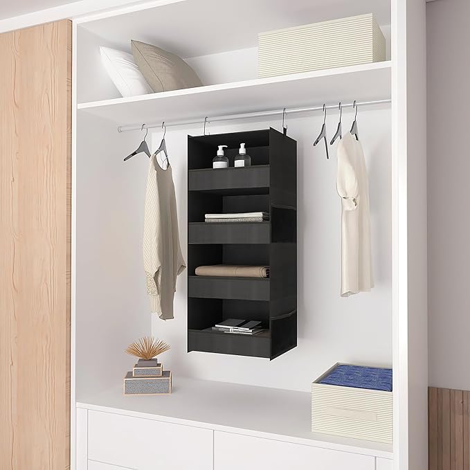 4-Shelf Hanging Closet Organizer and Storage Foldable Hanging Closet Shelves