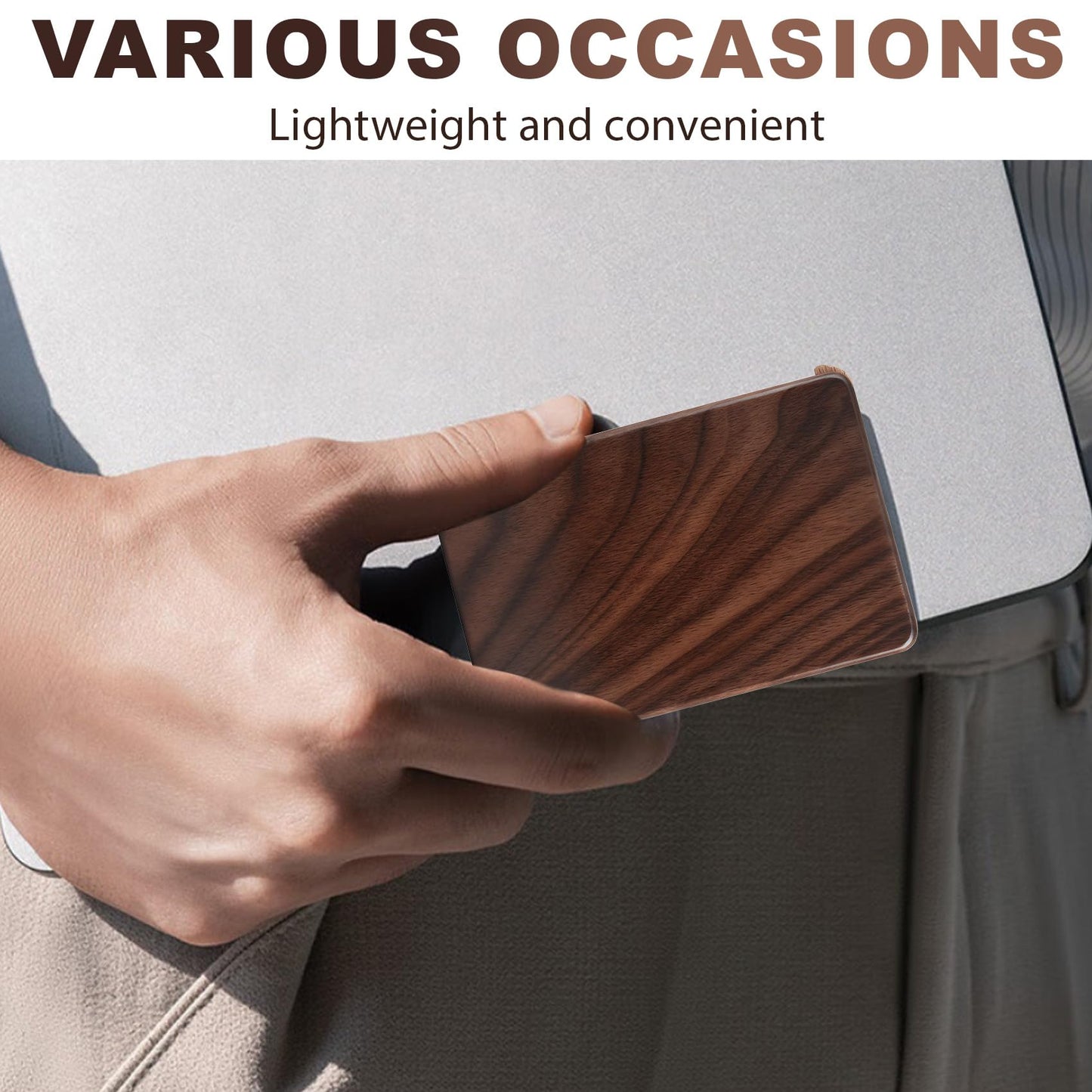 YOYAI Wood Business Card Holder Case Magnetic Closure Portable Lightweight Handcrafted Wooden Card Carrier