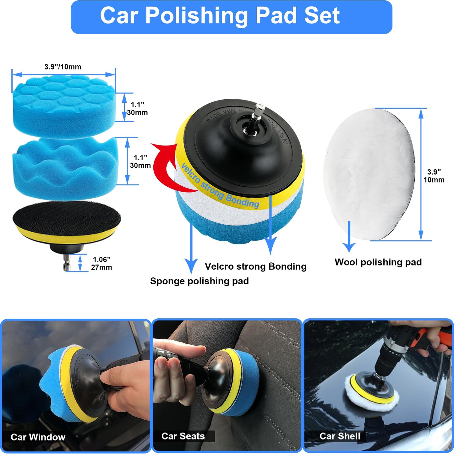 27Pcs Car Wash Cleaning Kit with Foam Gun, Car Detailing Kit, Auto Detail Supplies Tools With Wheel Drill Brush Set, Car Polishing Kit, Car Detailing Brush Set for Tires, Wheels, Interior & Exterior