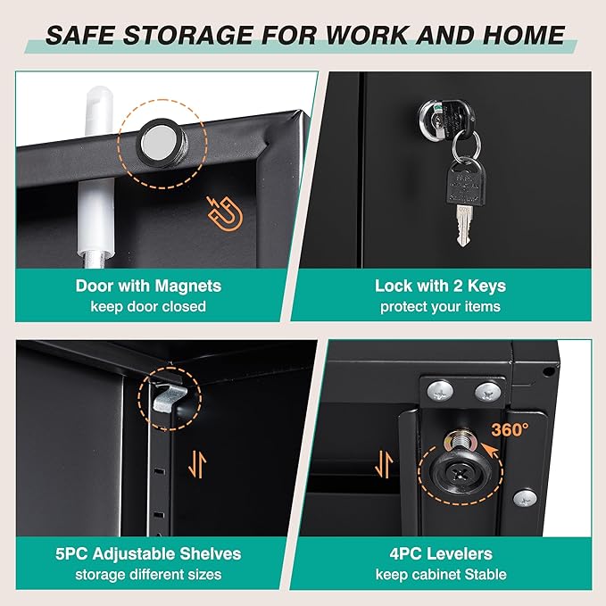 SISESOL Wide & Deep Metal Storage Cabinet