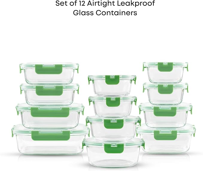 JoyJolt 24pc Borosilicate Glass Storage Containers