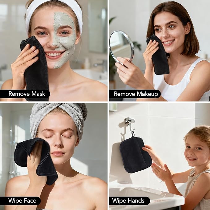 SINLAND Microfiber Facial Cloths Fast Drying Washcloth 8inch x 8inch Absorbent