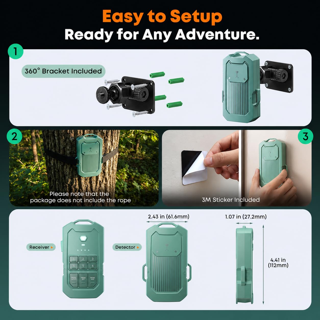 LETWESAF Wireless Radar Motion Detector Sensor – Add-On Accessory Only, No Receiver – 1/2 Mile Range, IP65 Waterproof, Rechargeable, Hidden Design – Outdoor Security for Driveway, Home, Camping