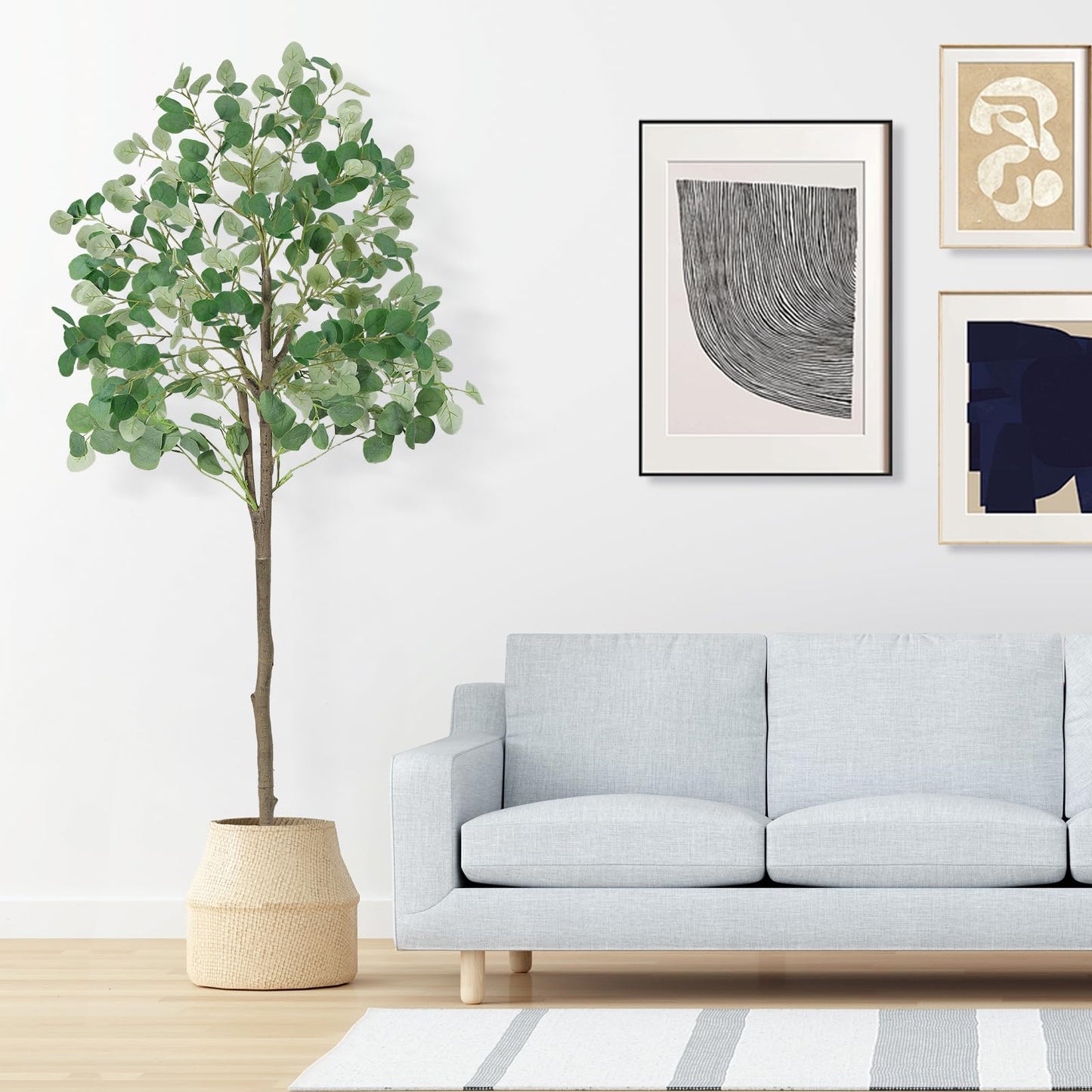 6ft Artificial Eucalyptus Tree, Realistic Faux Potted Plant with Plastic Nursery Pot, No Maintenance Indoor Decor for Home Office Living Room Floor Plant