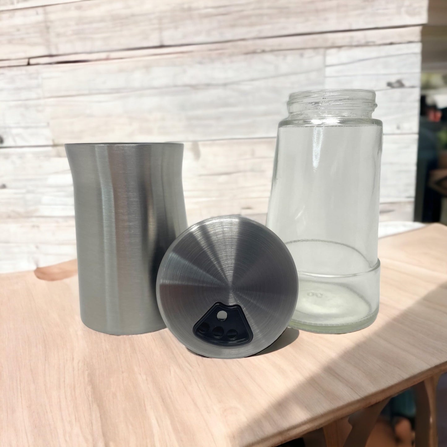 Elegant Silver Salt and Pepper Shaker Set Adjustable Stainless Steel and Glass Modern Design Adjustable Top Makes it the ideal Spice and Seasoning Dispenser Kitchen Sugar and Cinnamon Shakers