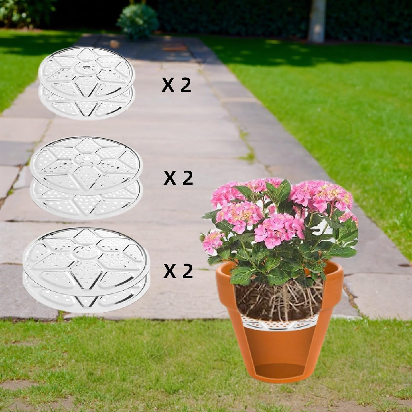 Neuqiho 3-Size Stainless Steel Planter Inserts 6-Pack, Plant Risers for Pots with Drainage Holes, Save Soil Lightweight Filler for Large Outdoor and Indoor Planters