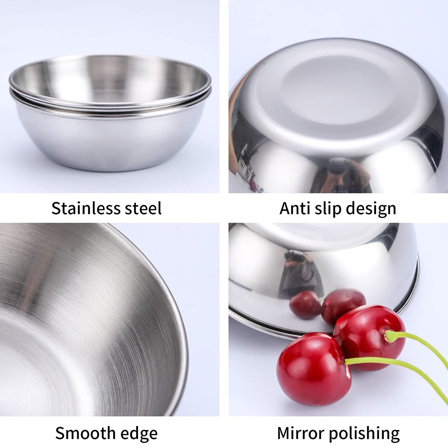 DINYWOW 12pcs Sauce Dishes 3.2 Inch Stainless Steel Round Seasoning Dishes Bowls Condiment Cups Sushi Dipping Small Dish Bowl Saucers Mini Appetizer Plates Silver Color
