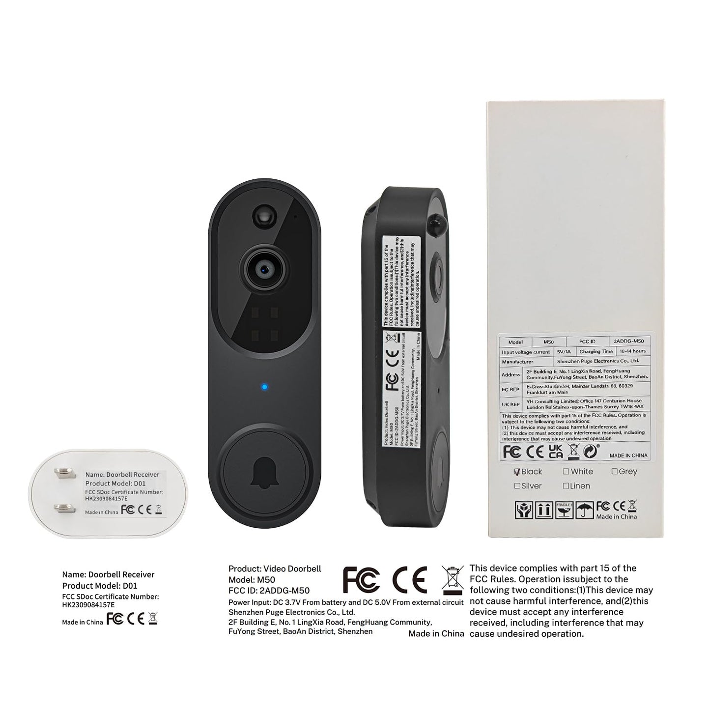 1080p Video Doorbell Camera Wireless with Chime, AI Human Detection, 2-Way Audio, FHD Live View, Wire-Free, Night Vision, Cloud Storage, Battery Powered, Indoor Outdoor Surveillance (Black)