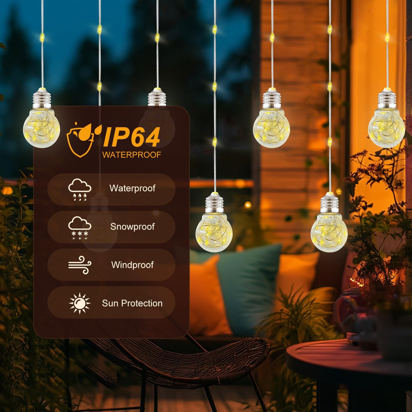 Patioman Wishing Ball Curtain Lights LED Window Hanging Lights with Remote, USB Powered Twinkle Globe Fairy String Lights for Wedding Party Bedroom Christmas Indoor Outdoor Decoration (Warm White)