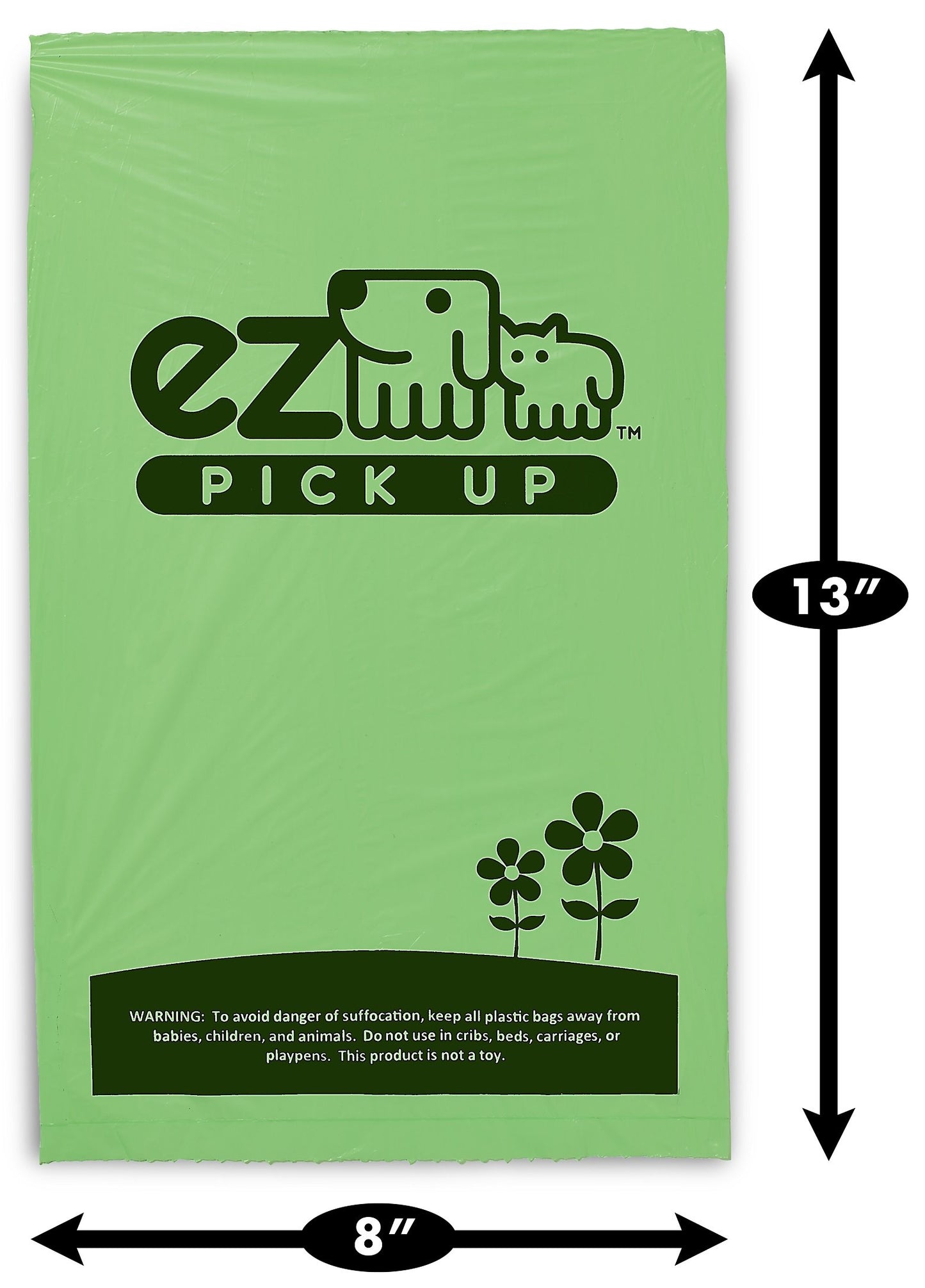 1000 Pet Waste Disposal Dog Poop Bags, EZ Pickup Bags Green (single roll, not on small rolls)