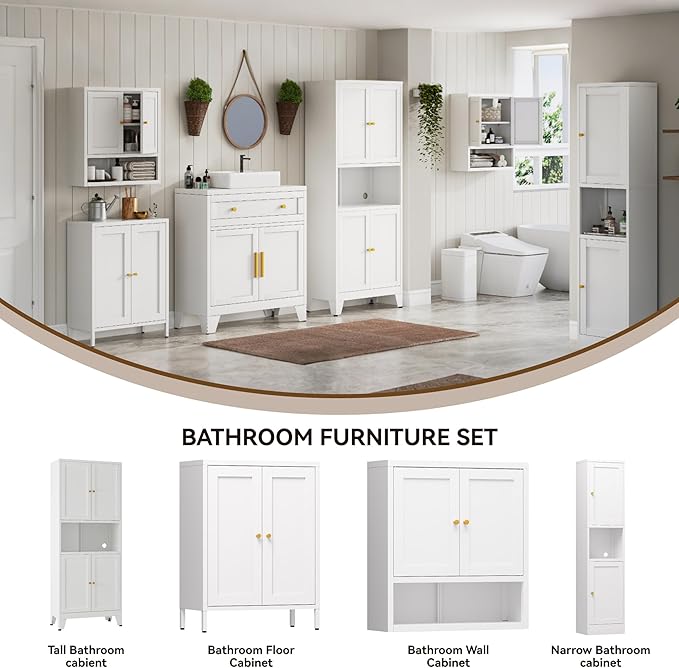 YAUWOH 2-Door Metal Storage Cabinet, Tall Slim Pantry Organizer