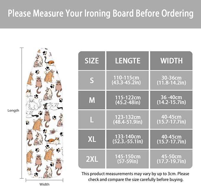 Iron Board Cover Standard Size, Ironing Board Cover, Cat Print Ironing Board