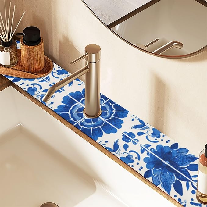 Kitchen Sink Splash Guard 2 PCS 14.7 Inch Sink Faucet Mat Splash Guard