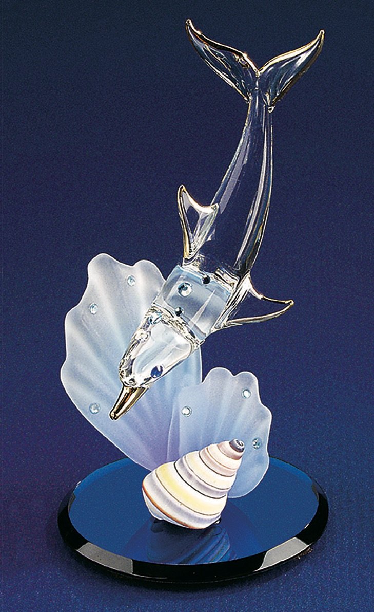 Glass Baron Dolphin and Blue Coral Figurine