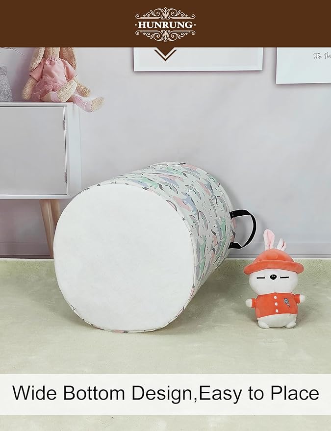 HUNRUNG Laundry Hamper, Large Canvas Fabric Lightweight Storage Basket Toy