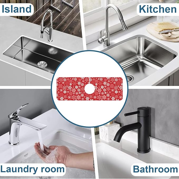 Christmas Merry Xmas Sink Splash Guard Santa Claus Faucet Absorbing Mat Fast