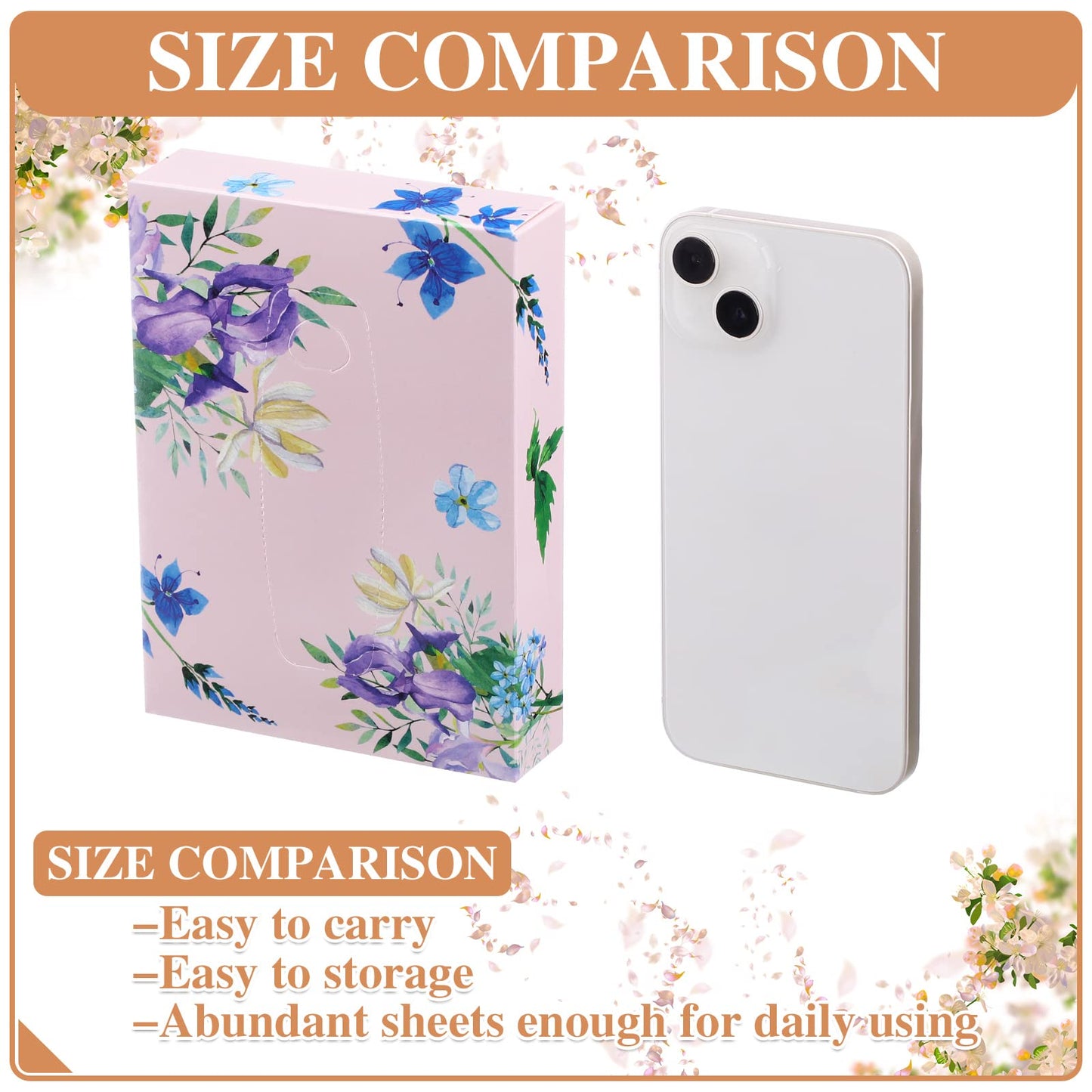 24 Packs Small Boxes of Tissues Flower Car Facial Tissue Boxes Disposable Tissue Packs Cube Facial Tissues 2 Ply 960 Sheets for Holiday Party Bathroom Office Floral Home Decor(Flower)