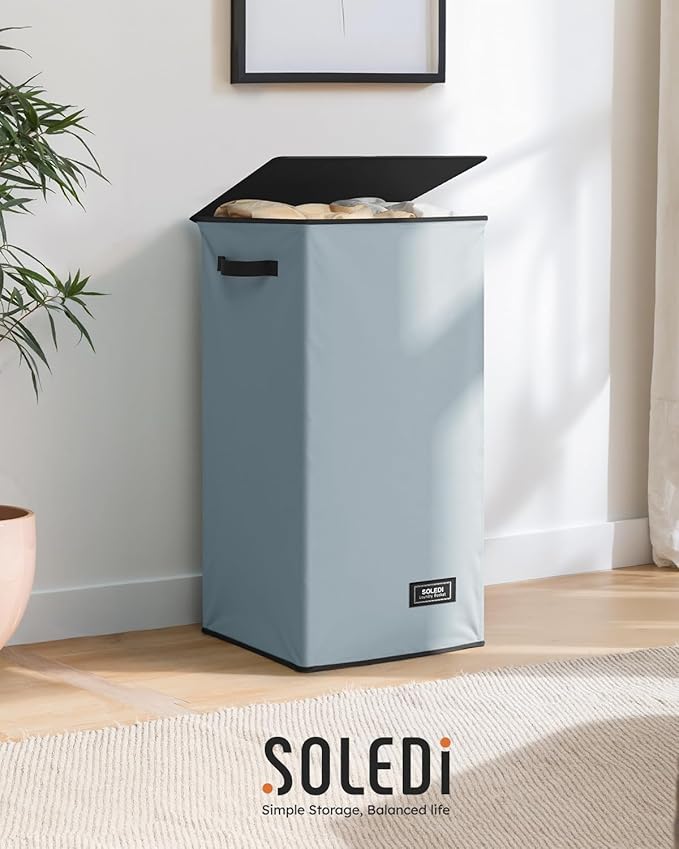 SOLEDI Laundry Hamper with Lid 100L Large & Tall Collapsible Laundry Basket