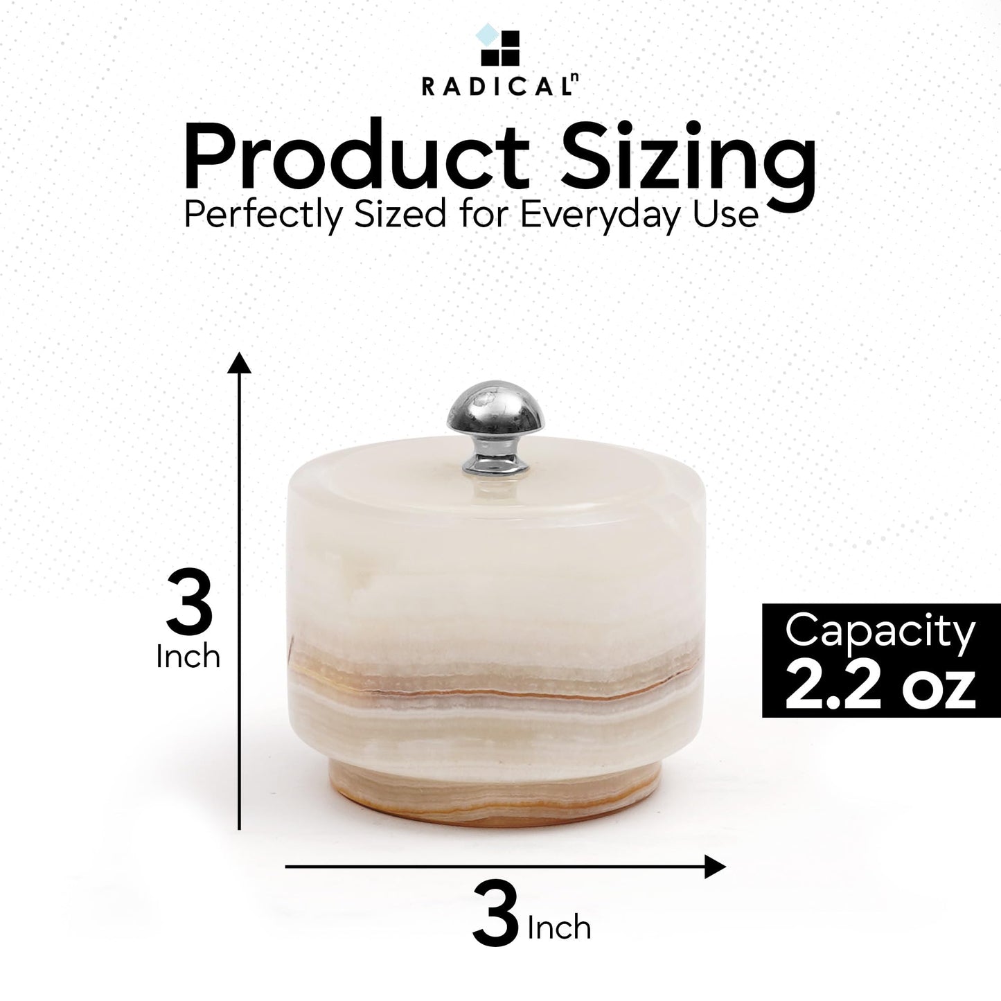 Radicaln Marble Salt Cellar with Lid 3" White Onyx Handmade Salt Box & Spice Jar for Kitchen Counter, Ideal Salt Holder, Sugar Bowl & Salt Dish, Salt Container For Housewarming Gift & Kitchen Decor