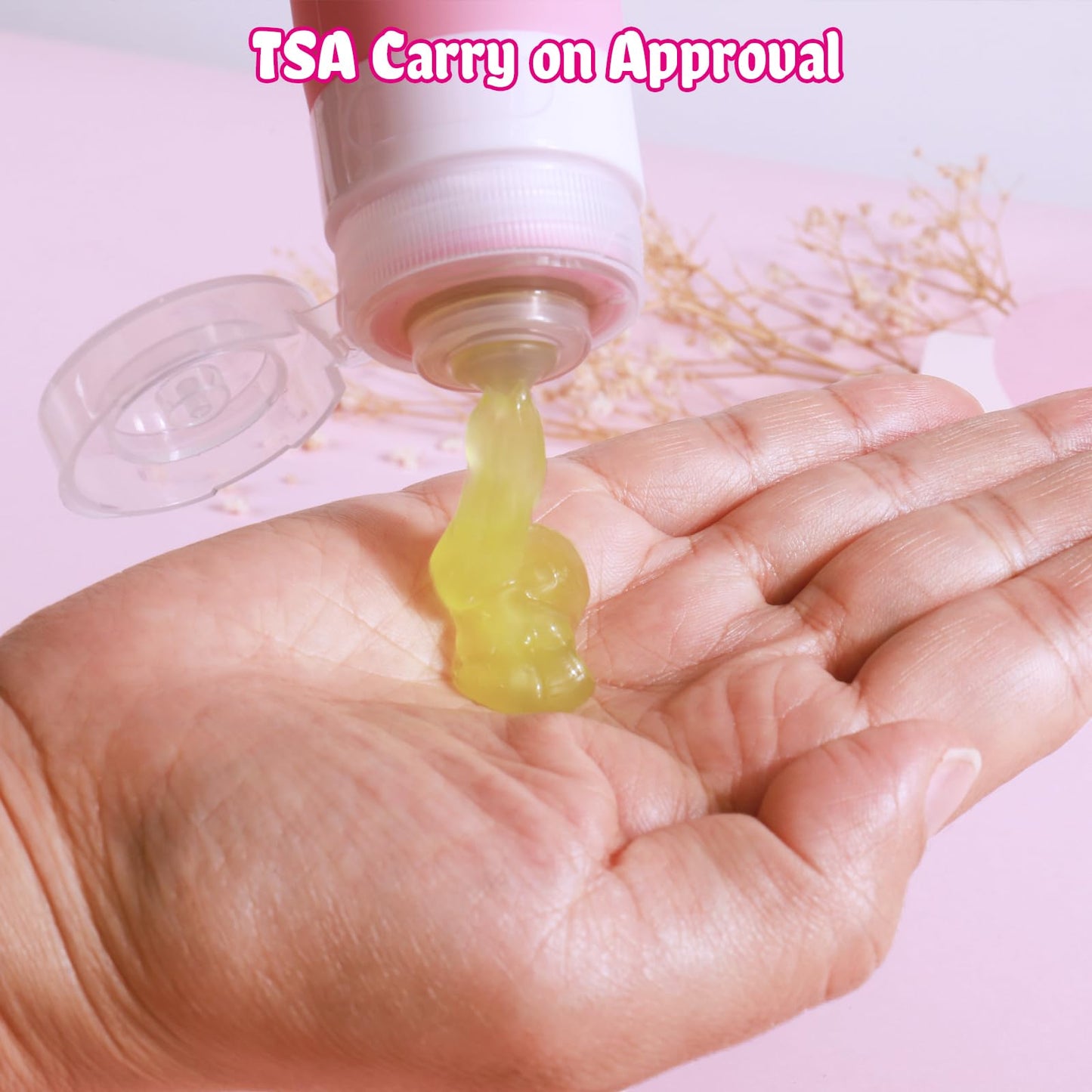 GLAMFIELDS TSA Approved Travel Bottles for Toiletries, 3oz Size Leak Proof Silicone Containers for Shampoo, Conditioner,Easy to Squeeze and Portable, Essentials for Traveling (4 Pack) Pink