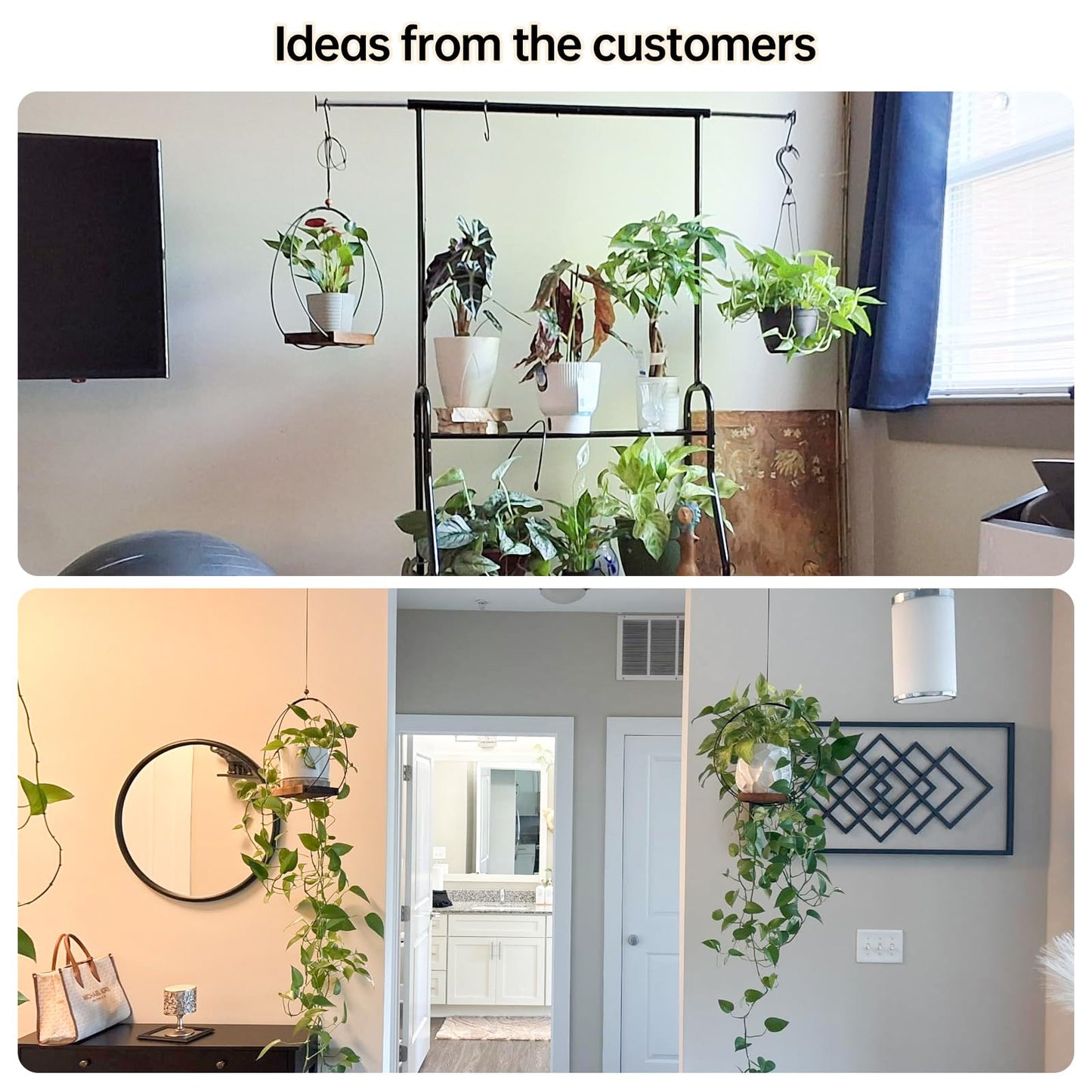 Adnkwolivt Hanging Planters for Indoor Plants - Plant Hanger Outdoor Pack of 2, Metal Plant Hanger Mid Century, Hanging Wall Ceiling Window, Gift for Mom, Plant Lovers, Housewarming