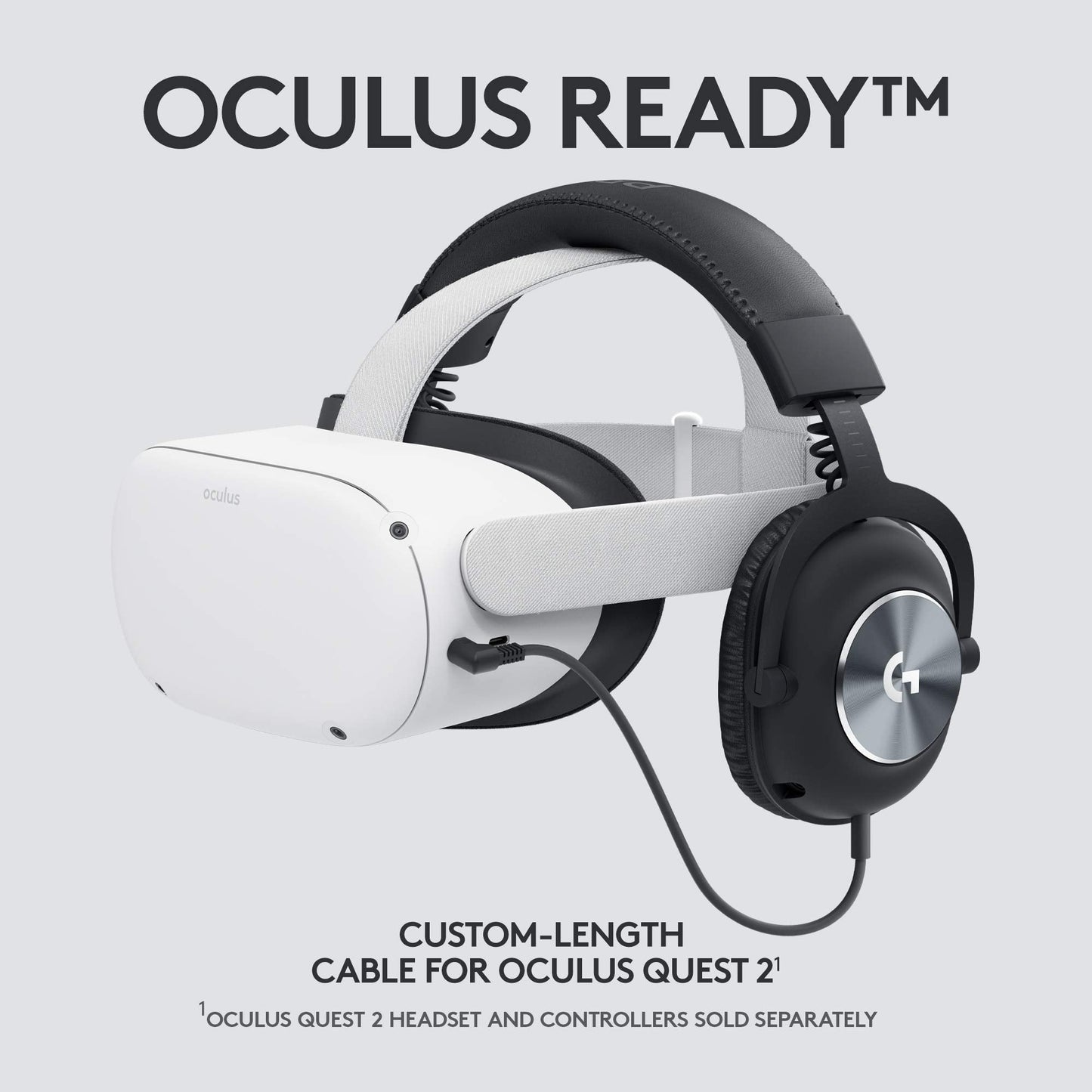 Logitech G PRO Gaming Headset for Oculus Quest 2 - Oculus Ready - Custom-Length Cable - PRO-G Precision Gaming Audio Driver - Steel and Aluminum Build - Low-Latency 3.5 mm Aux Connection